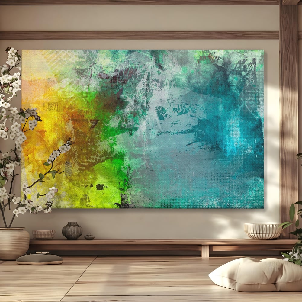Tablou canvas cu tablou canvas cu compozitie abstracta, fara rama, pe sasiu de lemn